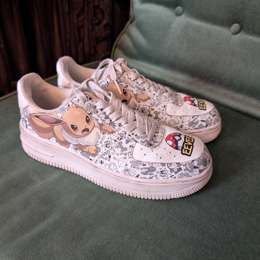 White Eevee Graphic Sneakers